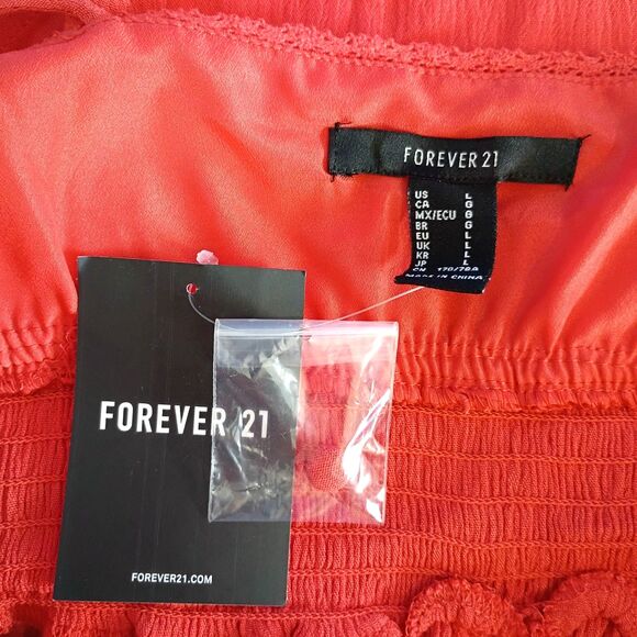 Forever 21 Stretch Crepe Babydoll Romper L Smocked Buttons Adjustable Straps Y2K - Picture 6 of 9